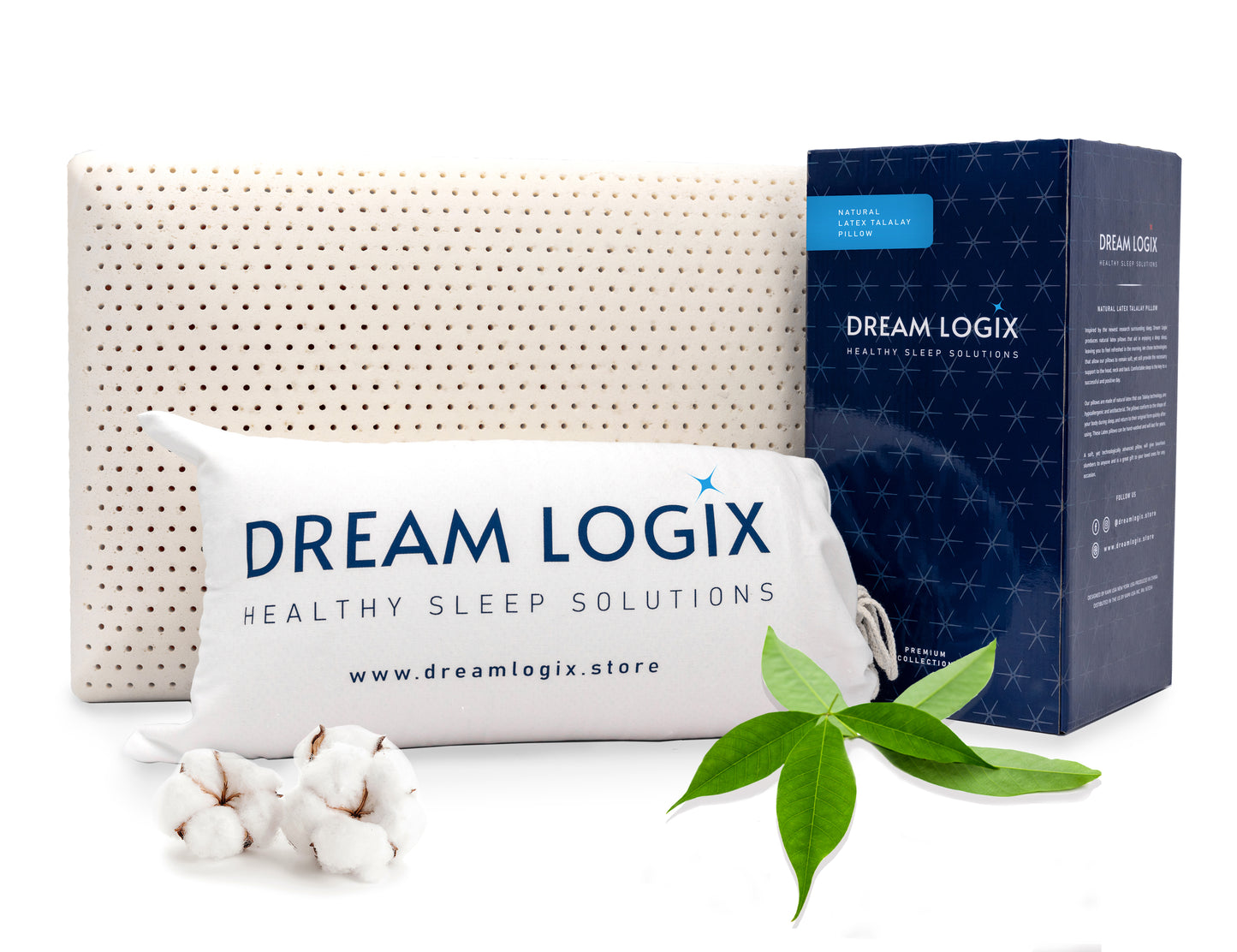 DreamLogix Natural Talalay Latex Pillow Medium Loft QUEEN SIZE 28''x 16''x 5-6''